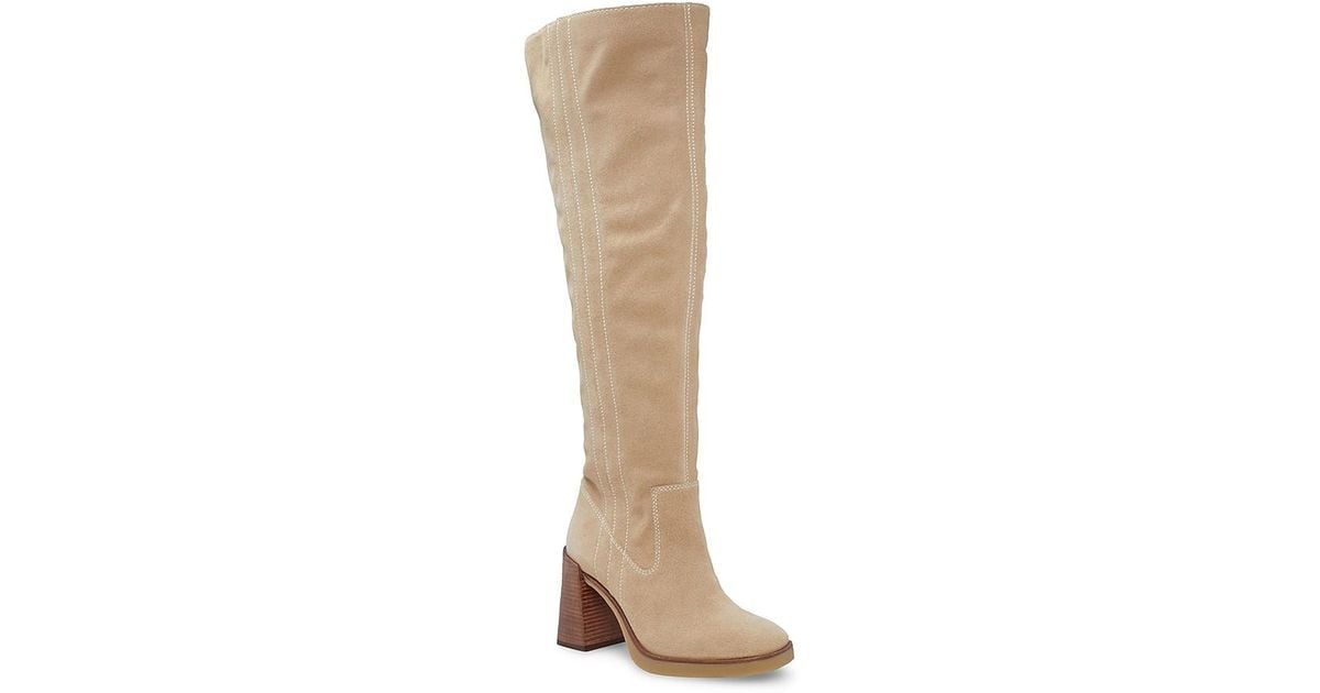 Vince Camuto Leather Eyana Wide Calf Overtheknee Boot in Taupe (Black
