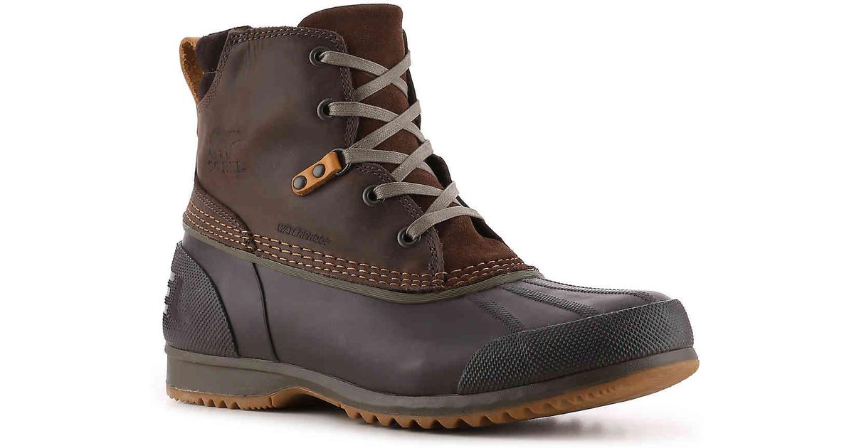 Sorel Leather Ankeny Duck Boot in Brown/Taupe/Orange (Brown) for Men - Lyst