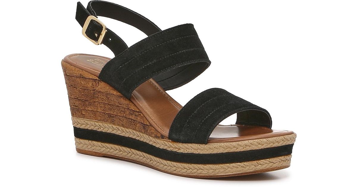 Coach and Four Leuca Wedge Sandal in Black | Lyst