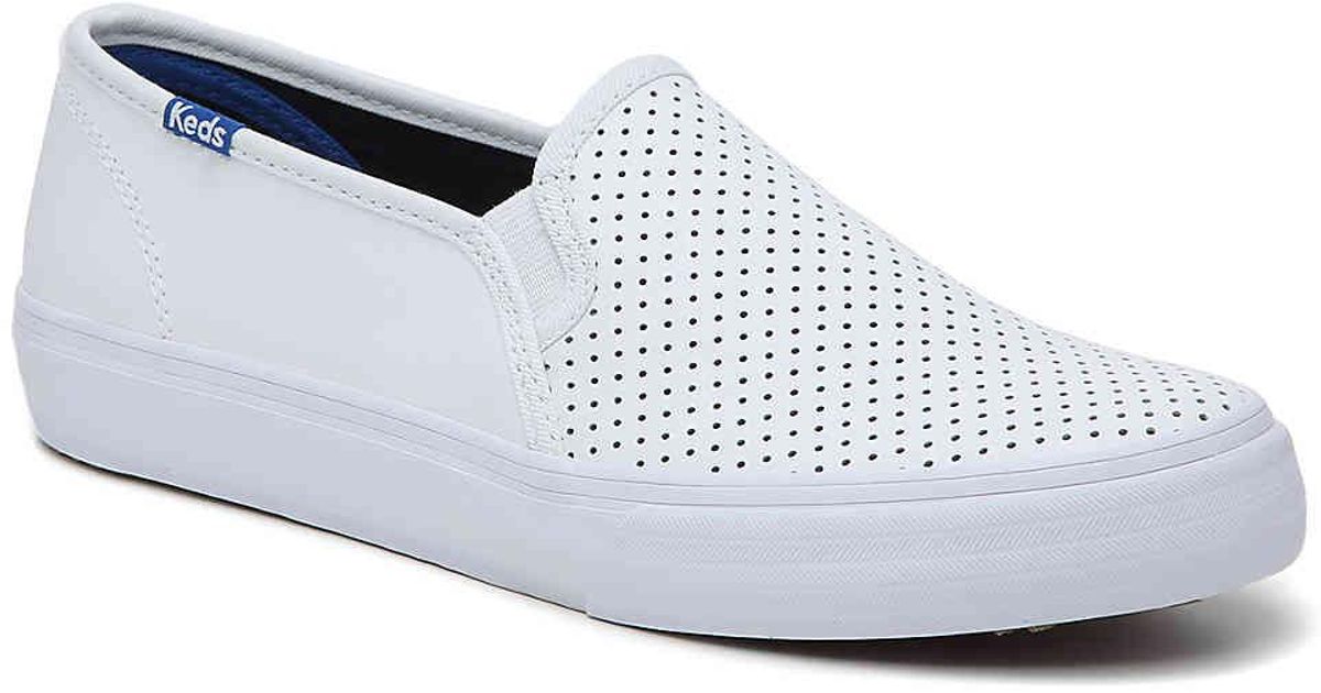 Keds Leather Double Deck Slipon Sneaker in White Lyst