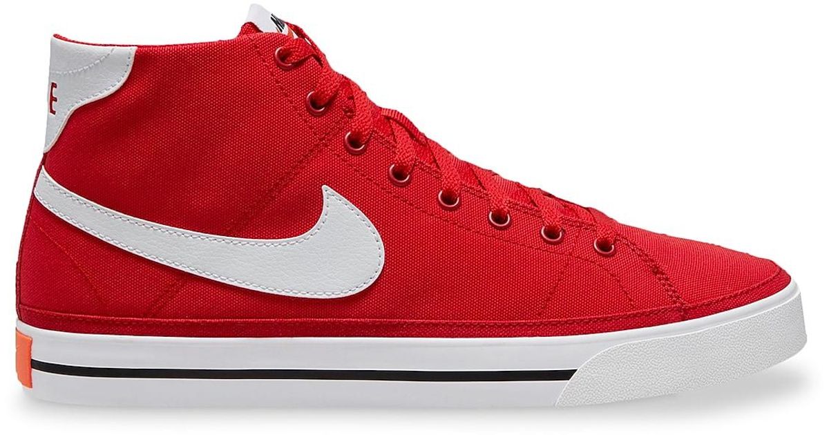 Nike Canvas Court Legacy Mid top Sneaker in Red for Men Lyst Nike Canvas Court Legacy Mid top Sneaker in Red for Men Lyst