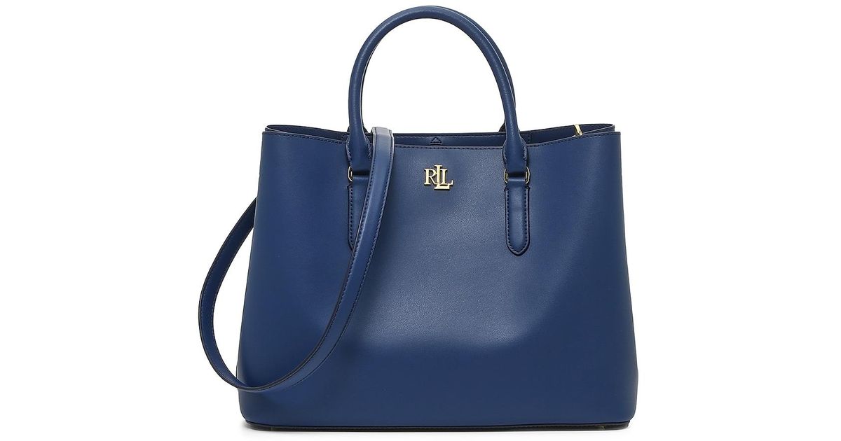 Lauren by Ralph Lauren Marcy Leather Tote in Navy (Blue) Lyst