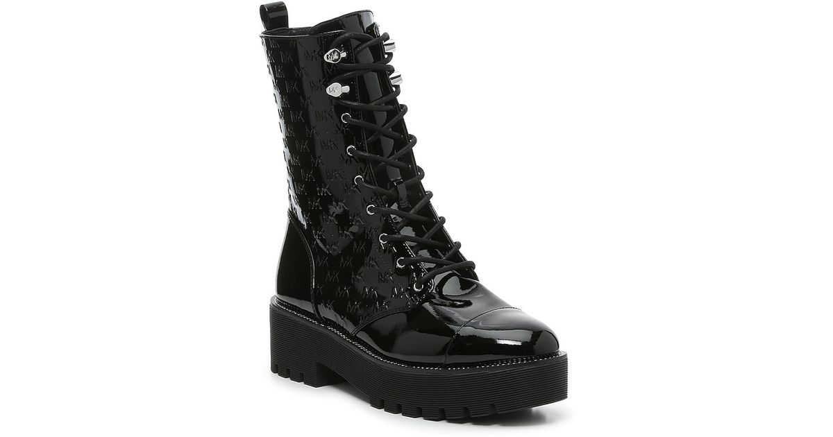 bryce leather and logo platform combat boot