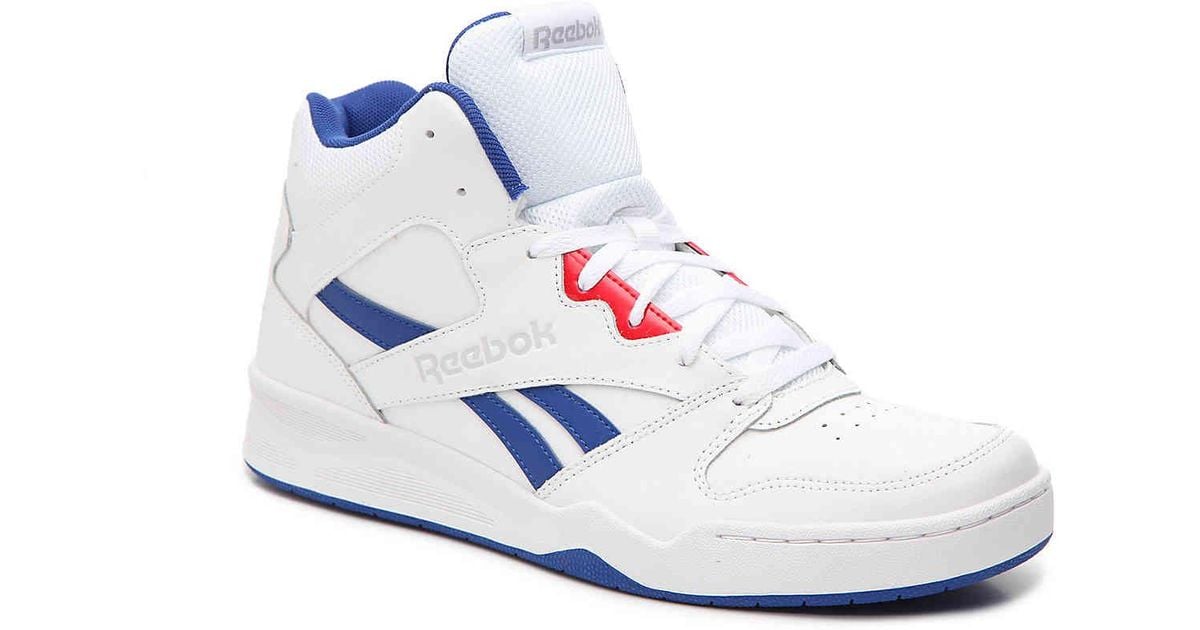 Reebok Leather Royal High-top Sneaker in White/Red/Blue (Blue) for Men ...