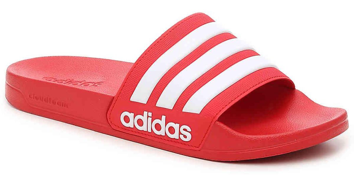 adidas cloudfoam slides red