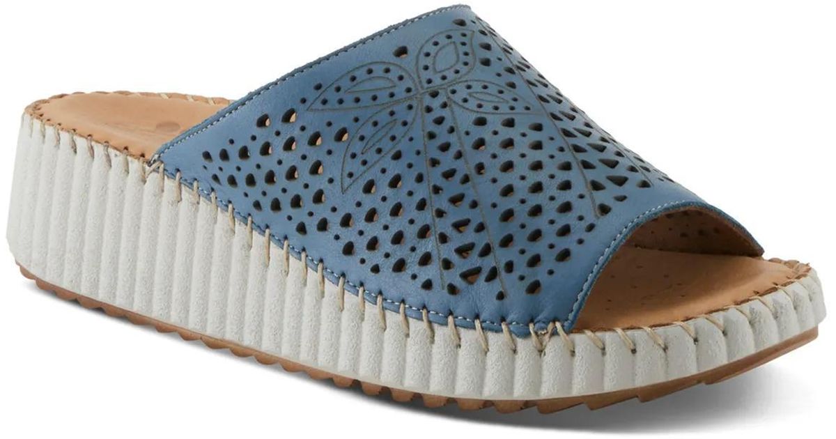 Spring Step Blue Shoes Spring Step Rhydian Wedge Sandal in Blue | Lyst