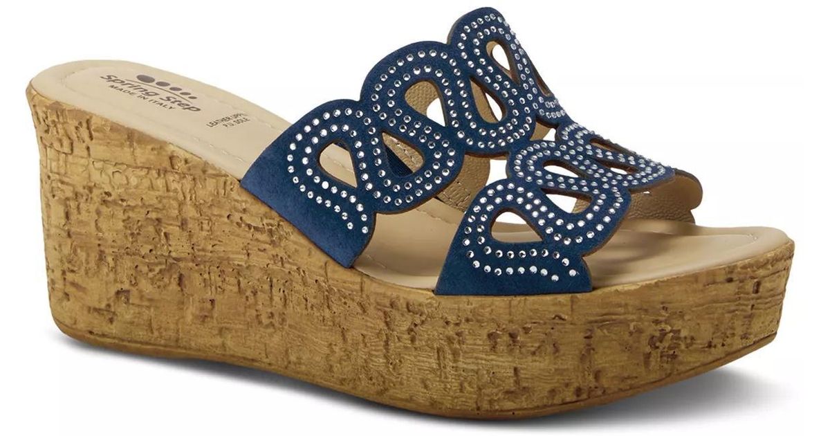 Spring Guide Wedge Spring Step Mssteamy Wedge Sandal in Blue | Lyst
