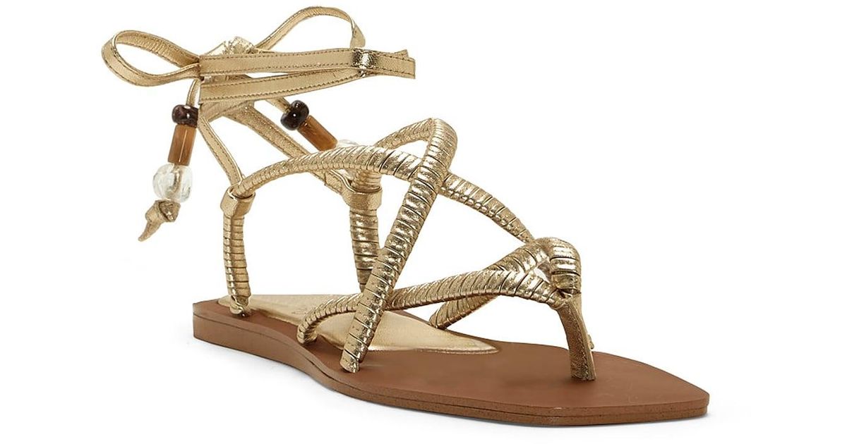 Vince Camuto Suede Benni Sandal in Gold Metallic (Metallic) | Lyst