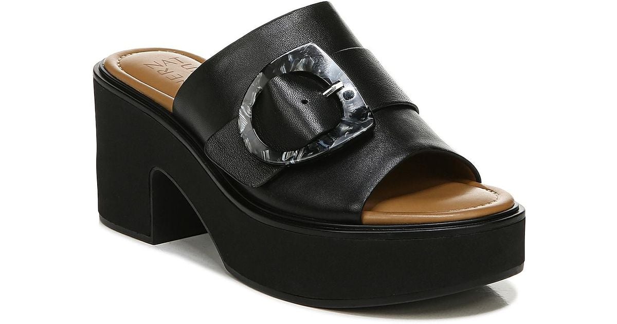 Naturalizer Leather Clara Platform Slide Sandal in Black Lyst
