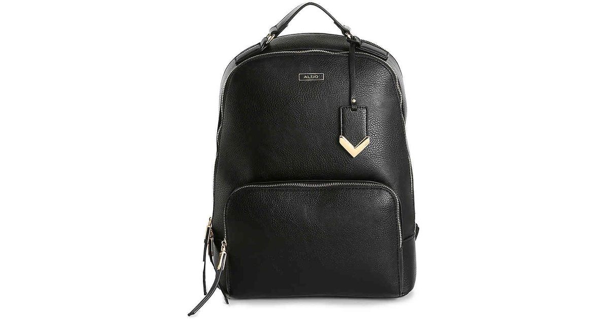 aldo black leather backpack