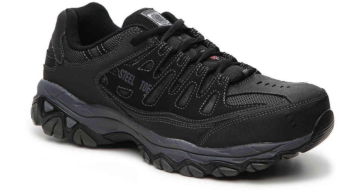 Skechers Leather Relaxed Fit Cankton Steel Toe Sneaker in Black for Men ...