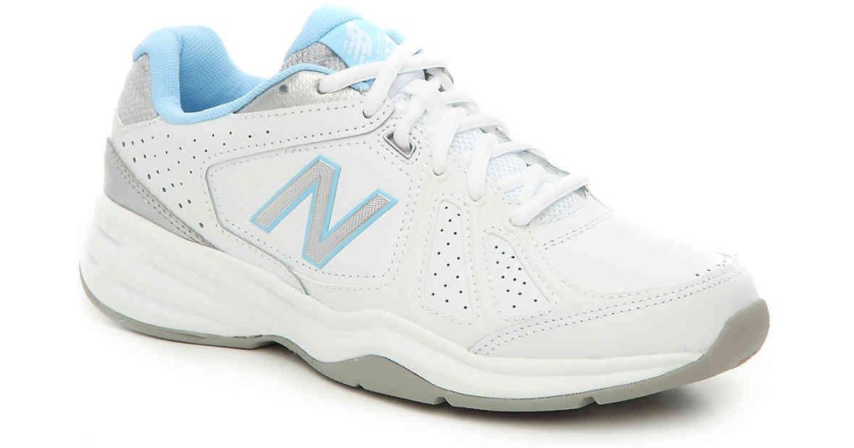 New Balance Leather 409 V3 Training Shoe in White/Blue (Blue) - Lyst