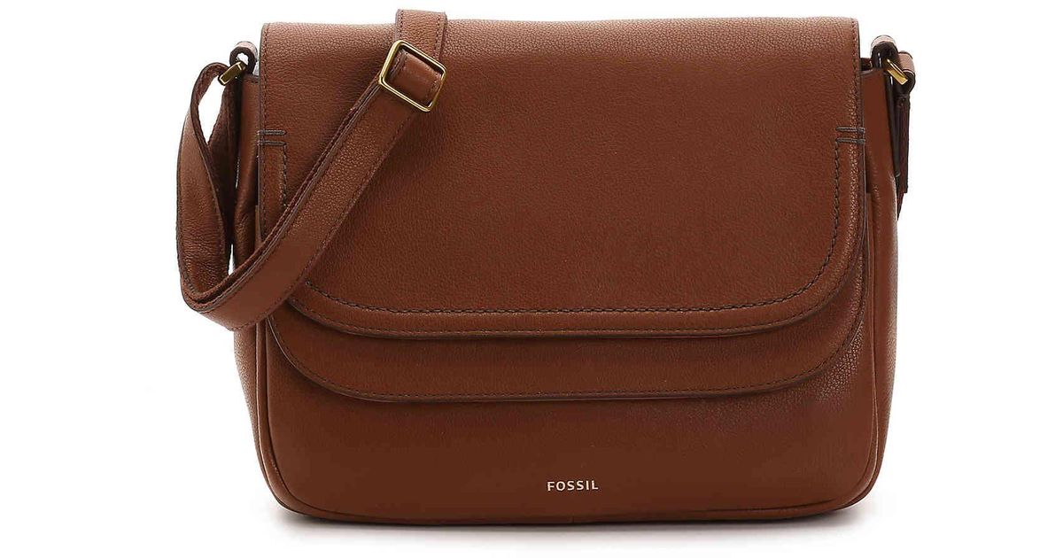 Fossil Peyton Leather Crossbody Bag in Brown | Lyst