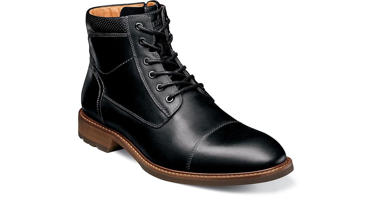 Florsheim Leather Chalet Cap Toe Boot in Black for Men Lyst
