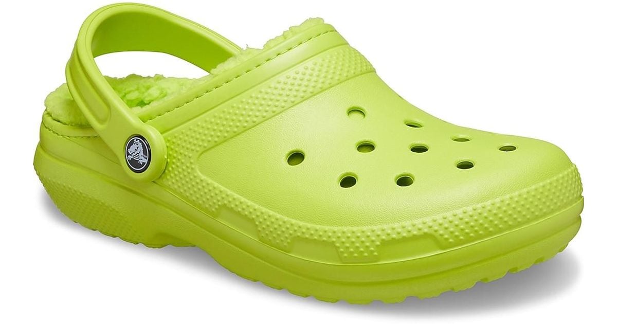 olive green lined crocs