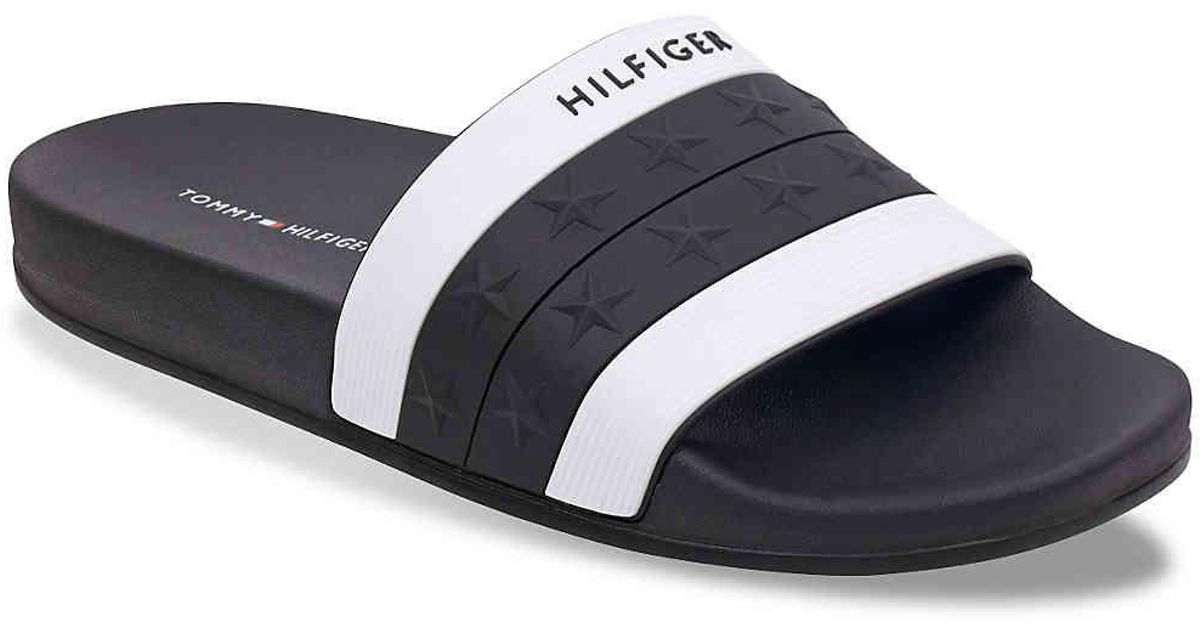 tommy hilfiger slides black and white