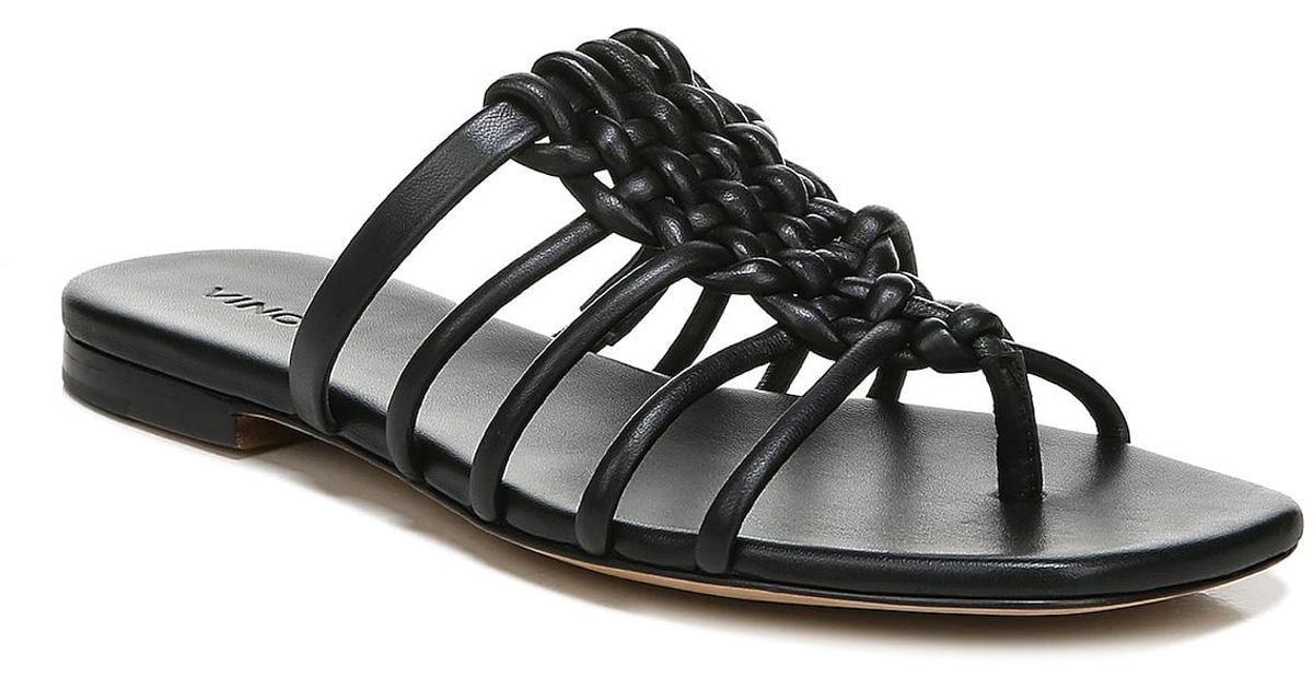 Vince Leather Dae Sandal in Black | Lyst