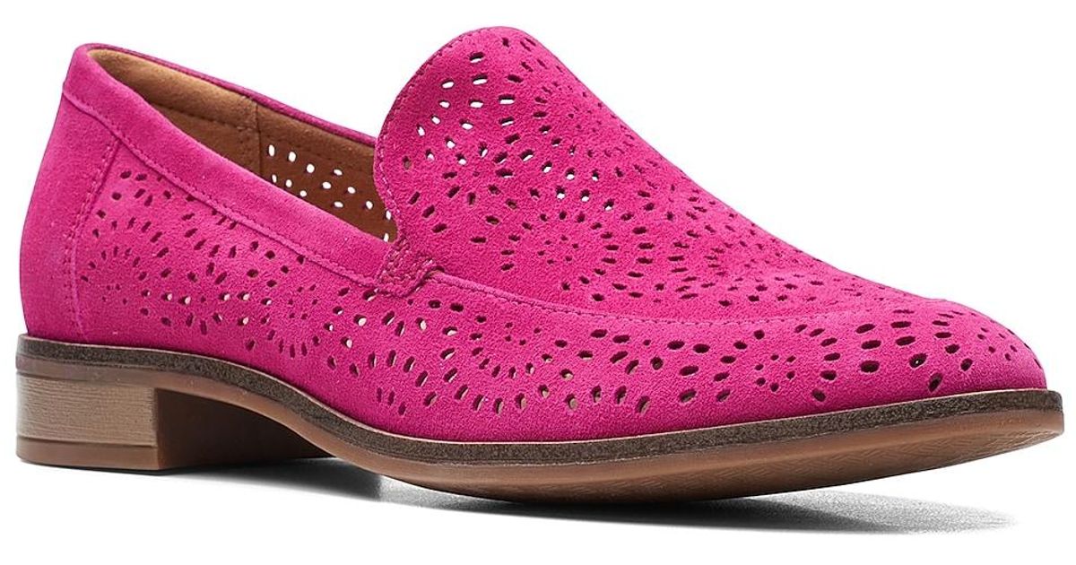 Clarks Suede Trish Calla Loafer in Light Pink (Pink) - Lyst