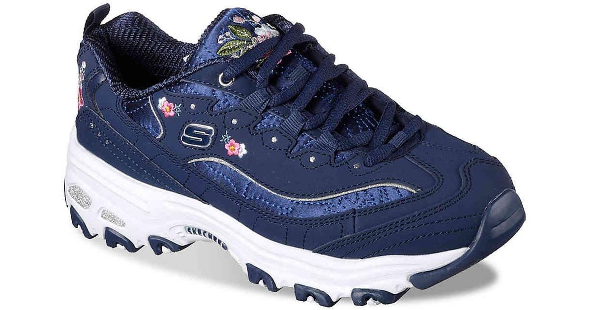 Skechers Leather D'lites-floral Days Trainers in Navy (Blue) | Lyst