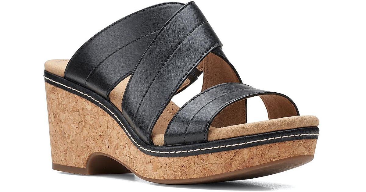 Clarks Denim Giselle Tide Platform Sandal in Black - Lyst