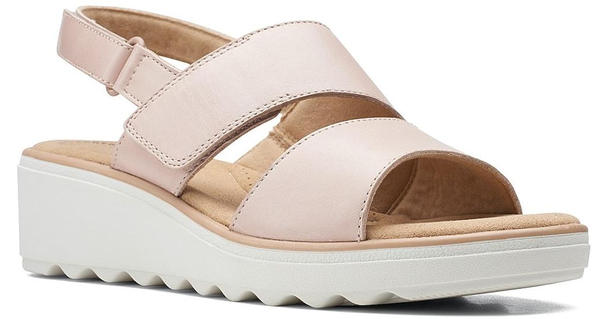 Clarks Leather Jillian Pearl Wedge Sandal in Light Pink (Pink) - Lyst