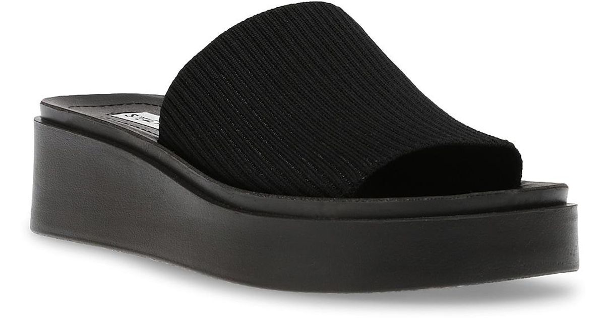 Steve Madden Synthetic Balanced Wedge Sandal in Black | Lyst