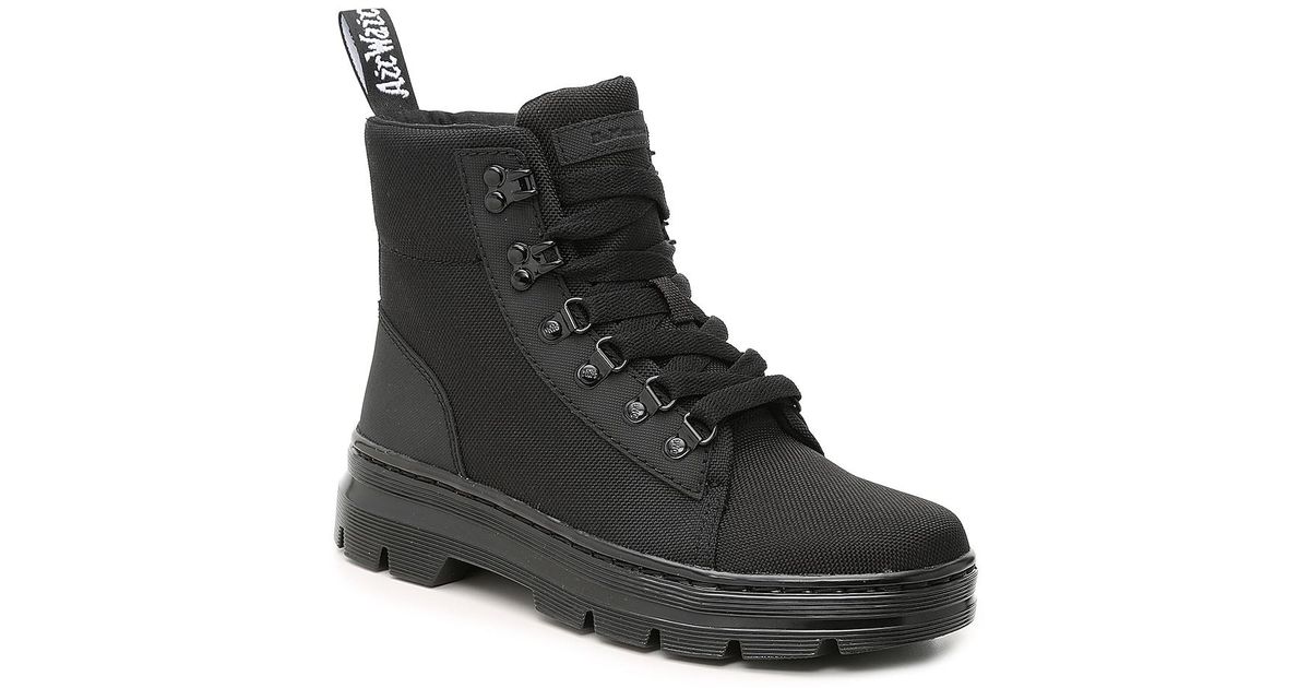 combs platform combat boot black