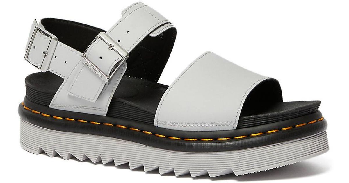 Dr. Martens Leather Voss Platform Sandal in Light Grey (Gray) - Lyst