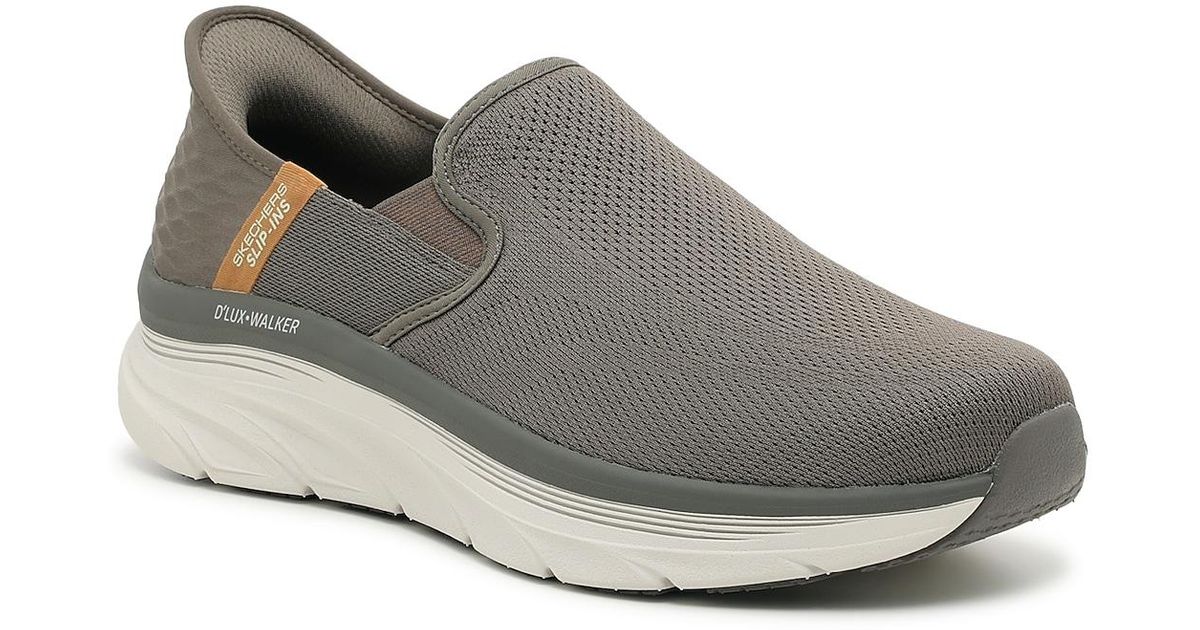 Skechers Slip Ins D'lux Walker Slip-on Sneaker in Gray for Men | Lyst