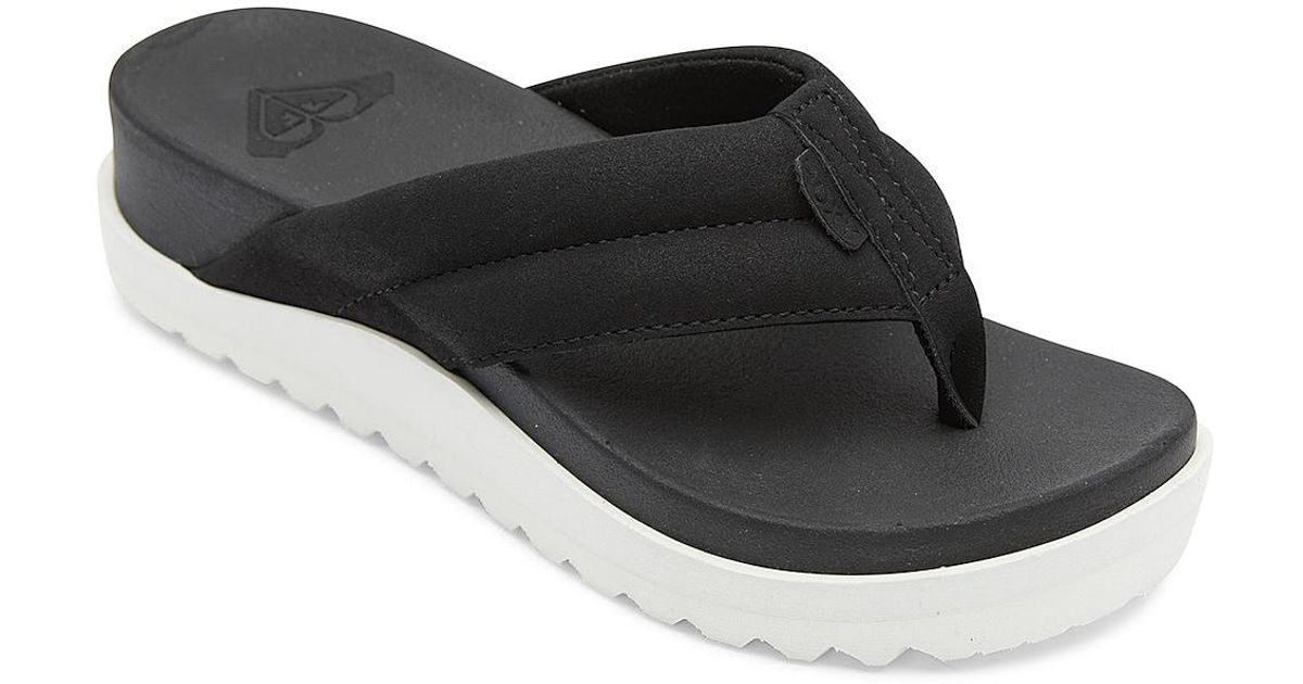 Roxy Synthetic Danika Wedge Flip Flop in Black - Lyst