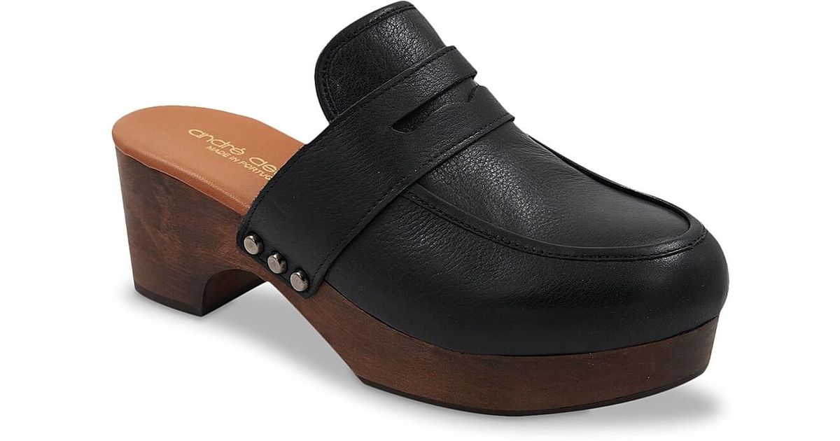Andre Assous Leather Soraya Clog in Black Leather (Black) | Lyst