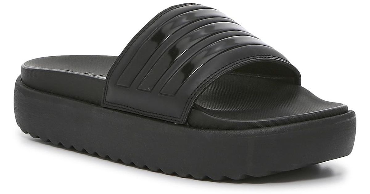 adidas Adilette Platform Slide in Black Lyst