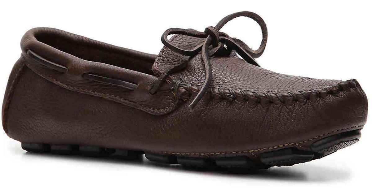 Minnetonka Leather Moosehide Driving Moccasin Loafer in Brown for Men