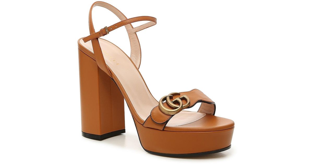 Gucci Marmont 85 Platform Sandal in Brown Lyst