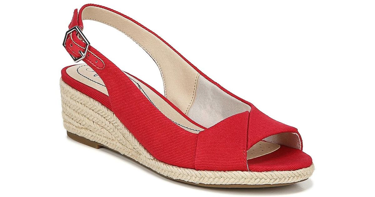 LifeStride Synthetic Socialite Espadrille Wedge Sandal in Red - Lyst