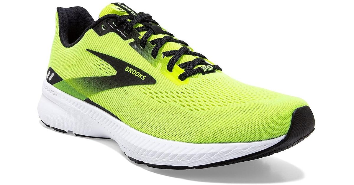 Brooks Synthetic Launch 8 Running Shoe in Black/ Neon (Yellow) for Men