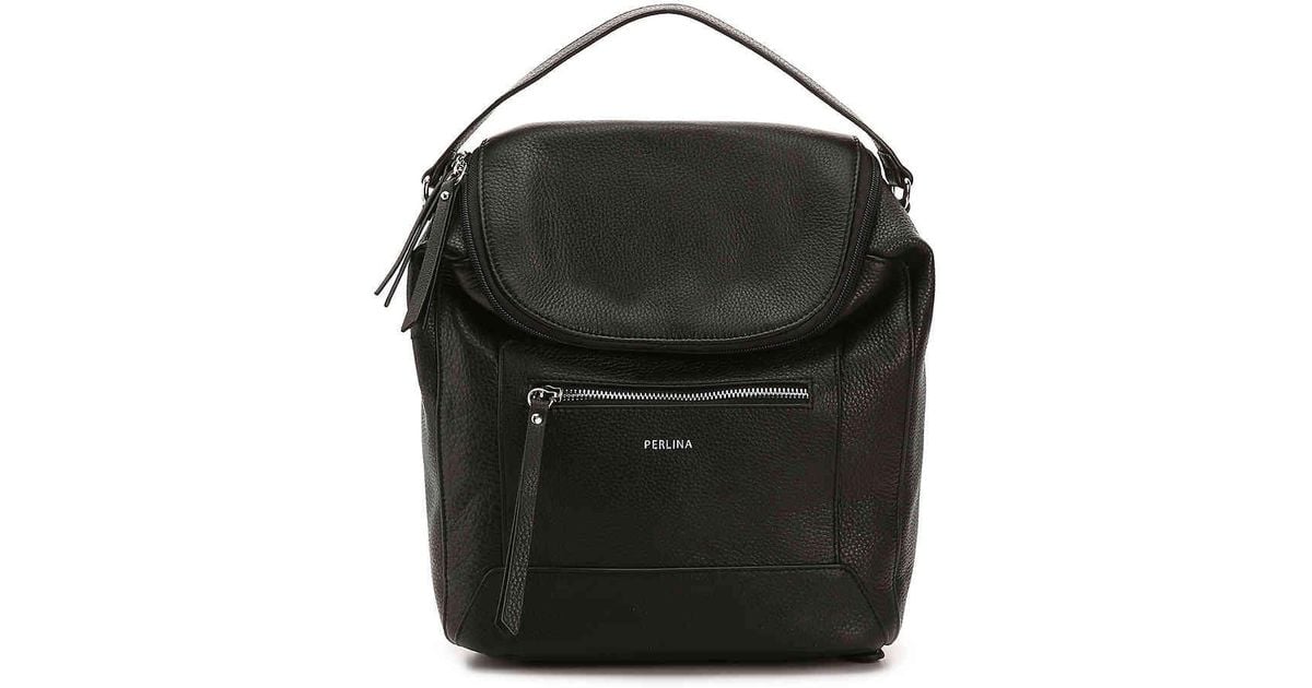 perlina black leather backpack