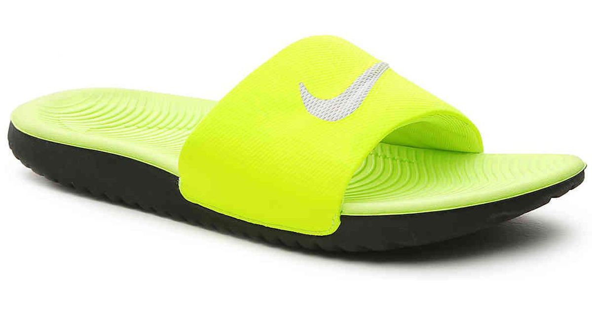 neon green nike slides