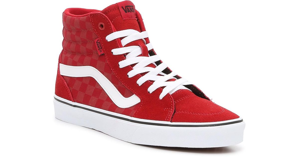 Vans Suede Filmore Hi High-top Sneaker in Red Check Print (Red) for Men - Lyst