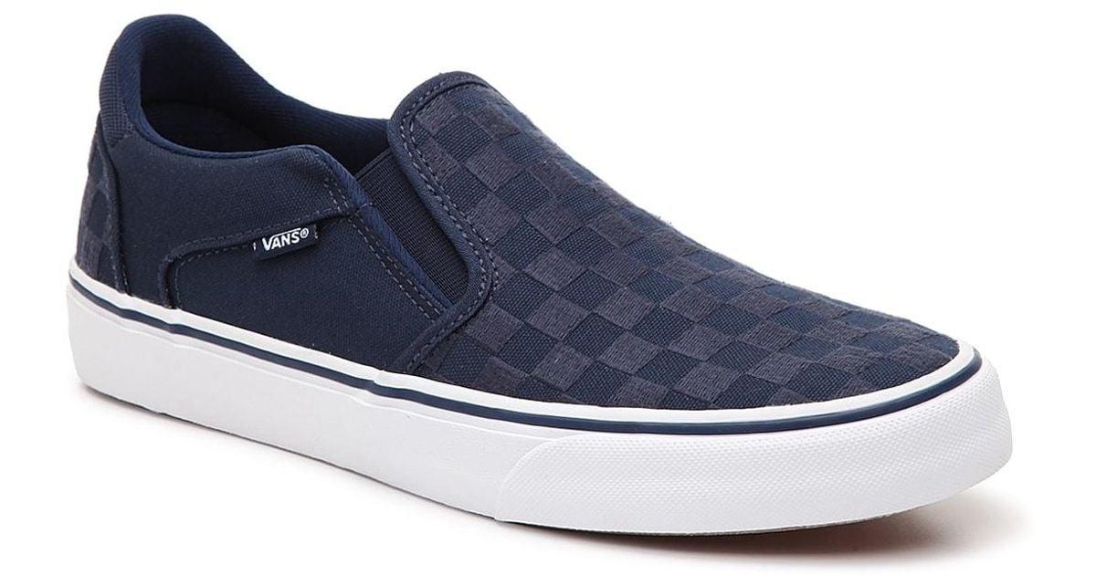 Vans Canvas Asher Deluxe Slip-on Sneaker in Navy Checkered (Blue) for Men |  Lyst