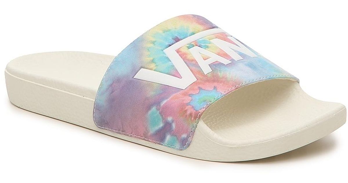 vans multicolor slides