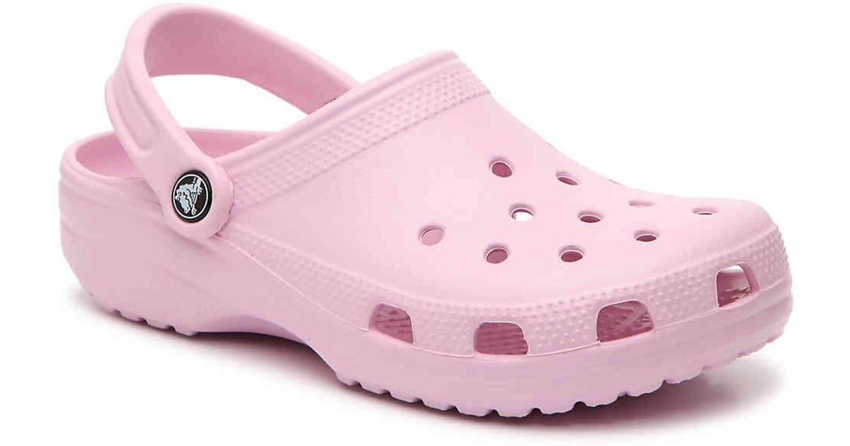 clear pink crocs