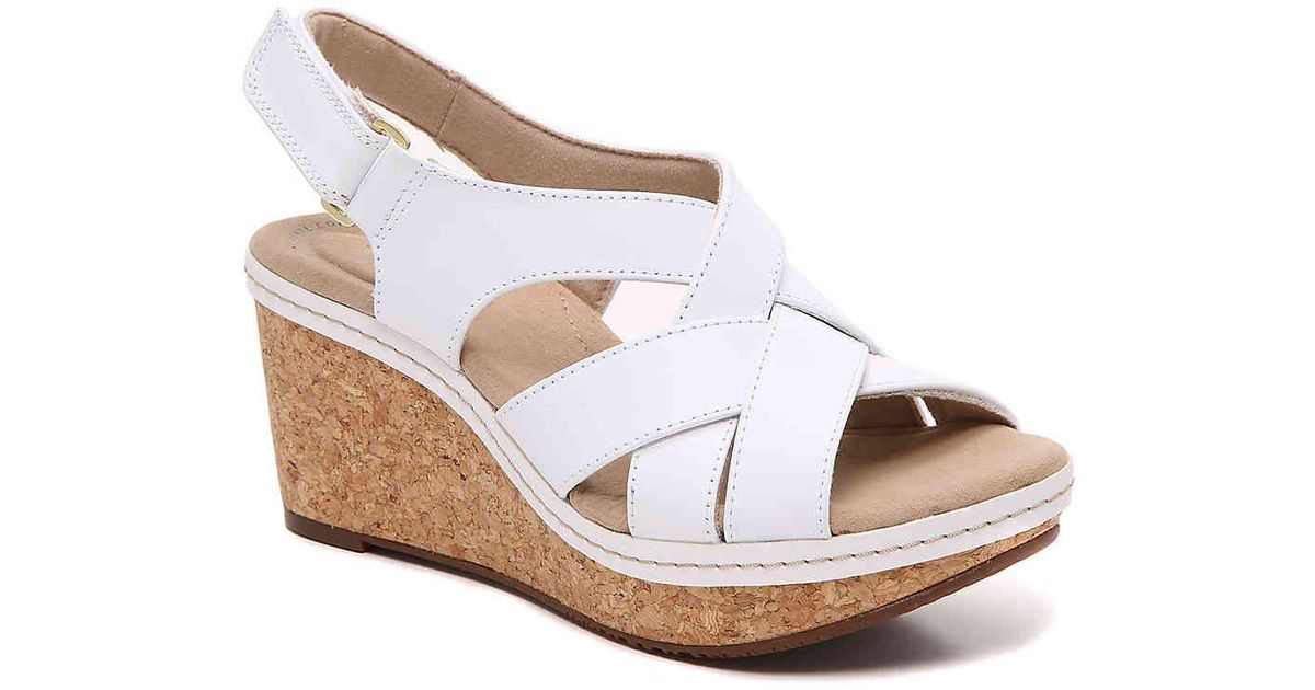 clarks white wedge sandals