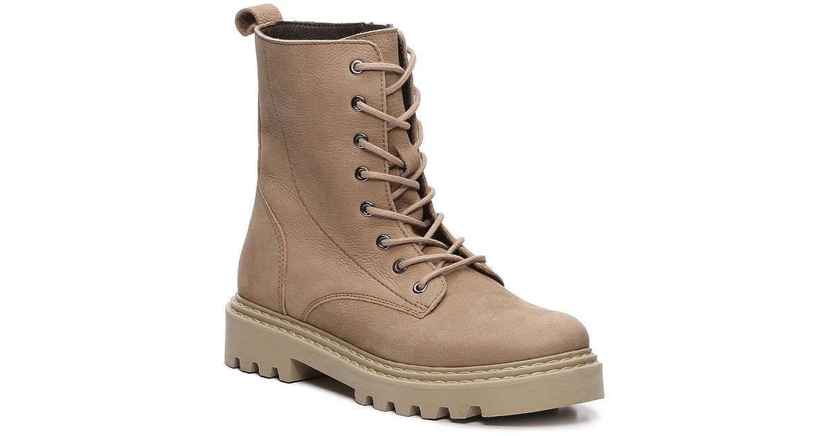 Lucky Brand Leather Sairee Combat Boot in Taupe (Gray) | Lyst