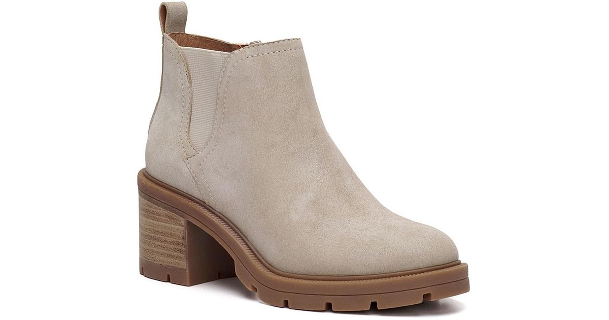 Lucky Brand Suede Sumah Bootie in Taupe (Gray) | Lyst
