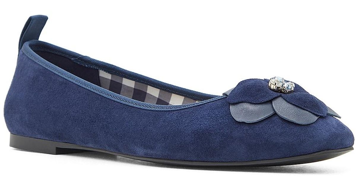Draper James Leather Rosemary Ballet Flat in Navy (Blue) Lyst
