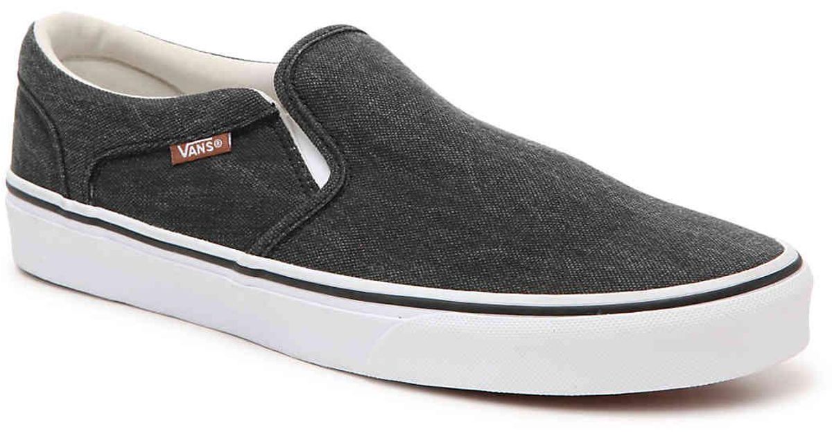 Vans Canvas Asher Slip-on Sneaker in Dark Grey (Gray) for Men - Lyst