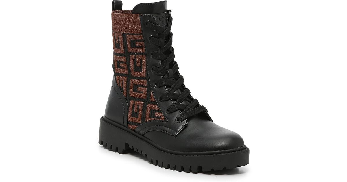 Guess Olina Combat Boot in Black | Lyst