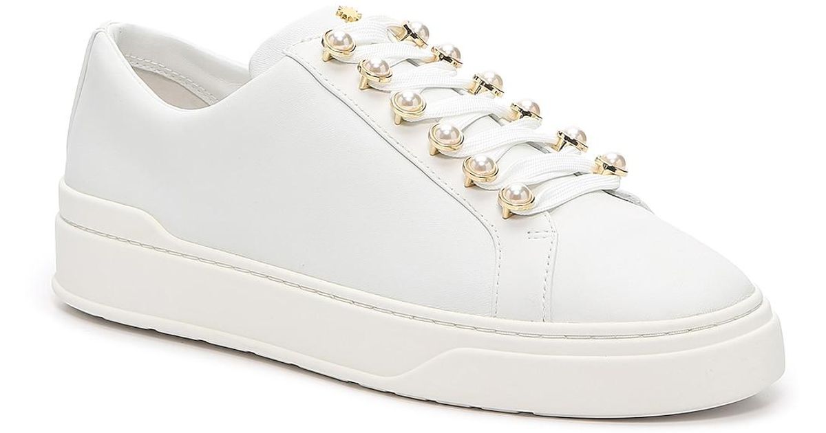 stuart weitzman excelsa leather embellished sneaker