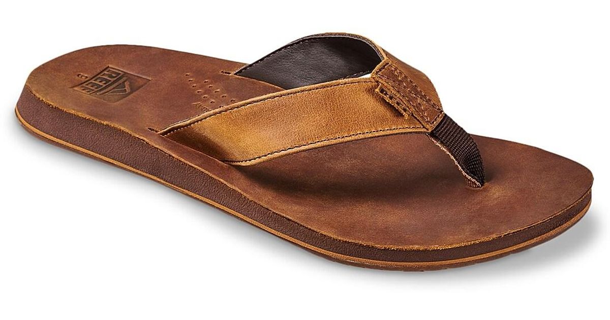 Reef Leather Fanning Thong - Dark Brown | SurfStitch